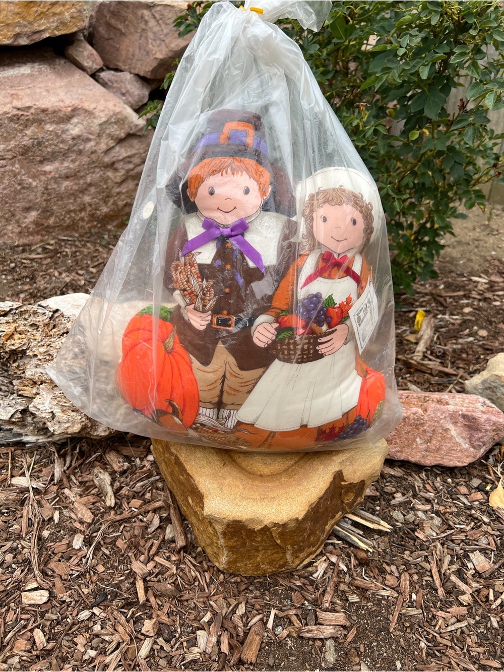 Vintage Thanksgiving Handmade Pilgrim Pumpkin door decor NWT Autumn Halloween
